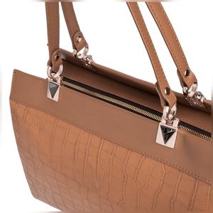 Bolso de Mano de Cuero Premium con Asa Superior en Relieve para Mujer, con Cierre Dorado, Diseño de Lujo, Estilo Clásico, Accesorio de Moda - Product Image 4