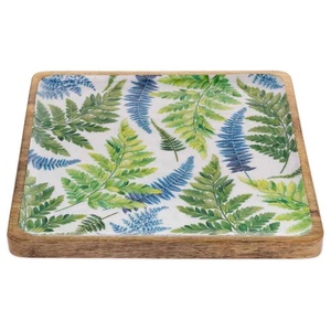 Plateau de service en bois élégant fougère inspiré de la nature, plateau carré apéritif, décor de cuisine, cadeau - Product Image 1