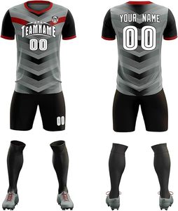 Ensemble de maillots de football unisexes personnalisés, col en V, sans manches, impression sublimée, évacuation de l'humidité, coupe athlétique, nom et numéro de l'équipe, 100% polyester - Product Image 2