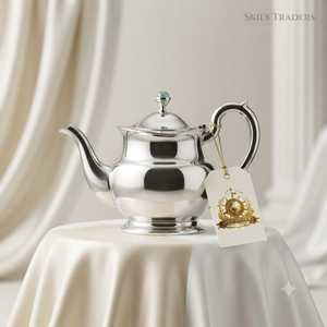 Art Deco <b>Silver</b> <b>Teapot</b> Elegant Metal Tea Kettle Vintage Serveware For Hotel Restaurant And Home Tabletop - Product Image 2