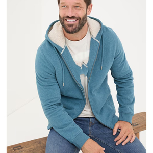 Sudadera con Capucha Azul para Hombre, Corte Regular, Color Sólido, Informal, para Otoño, Manga Larga, Tejida - Product Image 2