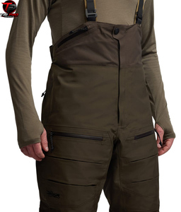 Salopette de chasse et de pêche pour homme, marron terre, unie, taille haute, poches sur les cuisses zippées, genoux renforcés et articulés - Product Image 5