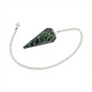 Péndulo de piedras preciosas facetadas con cadena de plata, herramienta de cristal natural para radiestesia, meditación y Feng Shui. - Product Image 2
