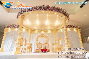 Bollywood boda Pavo Real Mandap Francia estilo tradicional boda Pavo Real Mandap último estilo azul Bollywood Mandap - Product Image 5