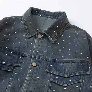 Veste en jean pour homme de haute qualité, respirante, avec un design scintillant en cristaux, tissu robuste et strass. - Product Image 6