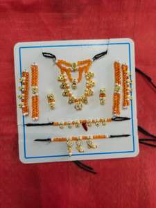 Conjunto de Joyería Religiosa Artesanal de Radha Krishna, Chapado en Oro de Imitación, Collar y Cinturón para Danza - Product Image 3