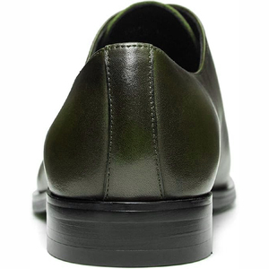 Zapatos Oxford Unisex de Cuero Genuino Verde Oliva con Punta Puntiaguda y Cordones, Zapatos de Vestir para Oficina y Carrera, con Plataforma para Aumentar la Altura, Diseño a Cuadros, para Invierno - Product Image 5