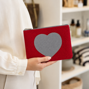 Bolsa de Cosméticos de Yute con Parche de Corazón Personalizado, Bolsa de Maquillaje con Cierre de Algodón Reciclado, 22.5x15cm, Regalo de San Valentín, Fabricante Mayorista OEM ODM - Product Image 5