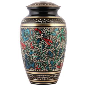 Urna Conmemorativa de Latón Antiguo Verde, Estilo Americano/Europeo, Completamente Grabada, para Guardar Cenizas de Adultos - Product Image 3