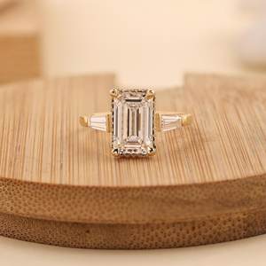 Zircon <b>Statement</b> Engagement <b>Ring</b> Elegant Modern Fine Jewelry 925 Sterling <b>Silver</b> 14K Gold Plated Bridal <b>Ring</b> - Product Image 1