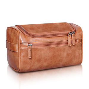 Pochette de rangement professionnelle en cuir imperméable avec fermeture éclair, grande capacité, pour voyage et cosmétiques - Personnalisable - Product Image 2