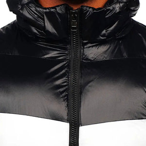 Veste matelassée pour homme avec blocs de couleur, à capuche, fermeture éclair, coupe-vent, épaisse, pour l'hiver, style décontracté, coupe régulière, bleu, blanc, noir - Product Image 4