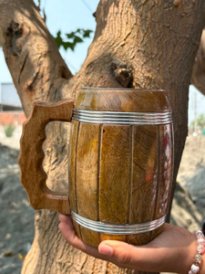 Mug à boire médiéval en bois artisanal Viking, enveloppé de corde, vaisselle personnalisée FAIZA CRAFT, certifié CE/EU, compatible micro-ondes - Product Image 2