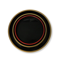 Plateau alimentaire rond en PP/PS avec compartiment pour sushis et plats variés, plateau de service pour fête, bord rouge, base noire