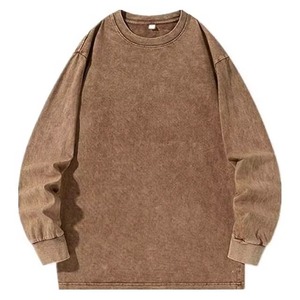 เสื้อสเวตเชิ้ตผู้ชายทรงโอเวอร์ไซส์ สีพื้น ผ้าฝ้ายถัก 100% คอกลม แขนยาว สวมใส่สบายๆ สำหรับฤดูใบไม้ร่วง เนื้อผ้านุ่ม ใส่สบาย - Product Image 1