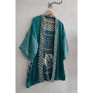 Kimono de Seda Hecho a Mano para Mujer, Bata Corta Estampada, Bata de Novia para Boda, Ropa de Dormir de Lujo - Product Image 2