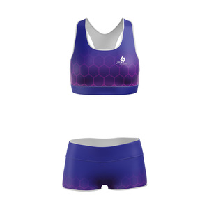 High Support Racer Back Sports <b>Bra</b> and Shorts Set with Breathable Performance Fabric for Gym Training - Product Image 1