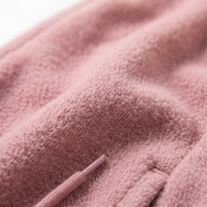 Women's Pink Fleece Tracksuit <b>Half</b>-<b>Zip</b> <b>Jacket</b> And Drawstring Pants Set Solid Color Casual Loose Fit Autumn Wear - Product Image 5
