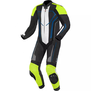 Men's Leather Motorcycle Racing Suit One Piece Black Red White <b>Green</b> Windproof Gear - Product Image 3