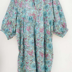 Vestido Maxi de Algodón con Estampado Artesanal para Mujer, Vestido Largo de Verano con Cuello en V y Volantes - Product Image 4