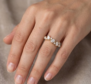 แหวนเพชรทรงกลมและวงรีประดับเพชรแล็บโกรว์ ชุบทอง 14K หรูหรา สำหรับผู้หญิง เหมาะสำหรับเป็นแหวนแต่งงาน - Product Image 6