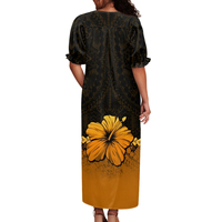 Mumu Hawaïen Personnalisé à Volants et Imprimé Floral, Grande Taille, Respirant, pour Femme, Style Micronésie Naturel