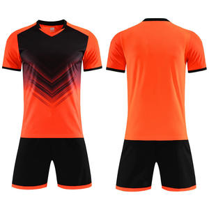 Conjunto de Camiseta de Fútbol para Hombre, Degradado Naranja y Negro, Cuello en V, Manga Corta, Absorbe la Humedad, Ajuste Atlético, para Todas las Temporadas - Product Image 1