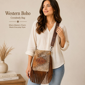 Sac à bandoulière artisanal en cuir de vachette à poils, style western avec franges, sac à main en cuir repoussé, sac vintage de cowgirl pour femme, usage quotidien - Product Image 2