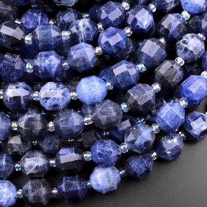 Cuentas de Sodalita Azul Natural, Redondeadas y Facetadas, Prisma Energético de Doble Punta, para Joyería, Manualidades y Bricolaje - Product Image 4
