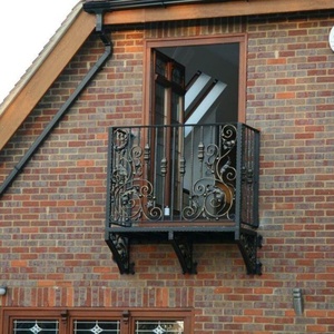 Rampe de balcon en fer forgé de style victorien KHP KHP-BRO-02, murale, résistante à la rouille, facile à assembler, avec motifs complexes - Product Image 3