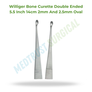 Cureta ósea Williger de 5.5 pulgadas (14 cm), instrumento quirúrgico ortopédico para desbridamiento y curetaje óseo fino. - Product Image 2