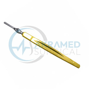 Manche de scalpel Premium Bard Parker n° 7 en acier inoxydable doré, certifié CE, instrument chirurgical ORL réutilisable - Product Image 5