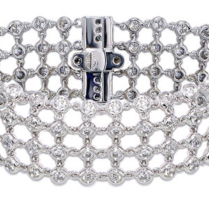 Bracelet en platine avec diamants ronds de laboratoire sertis en sangle - Product Image 2