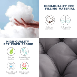 Gray Indoor/Outdoor Hammock Chair <b>Swing</b> <b>Cushion</b> Sturdy Steel Bar Anti-Slip Safety Rings for Patio Porch Bedroom <b>Garden</b> - Product Image 5