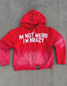 Ensemble sweat à capuche long 2 pièces rouge pour femme, coupe ample, manches longues, 100 % coton molletonné, streetwear toutes saisons, imprimé lettres - Product Image 3
