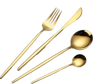 Ensemble de couverts de table de banquet en acier inoxydable doré, qualité supérieure, finition miroir, écologique, design personnalisable, pour la restauration - Product Image 1