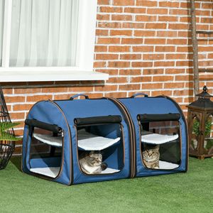 39\" Portable Cat Kennel Travel Dog <b>Crate</b> with Two Compartments Soft Cushions and <b>Storage</b> Bag Soft Sided Pet Carrier - Product Image 1