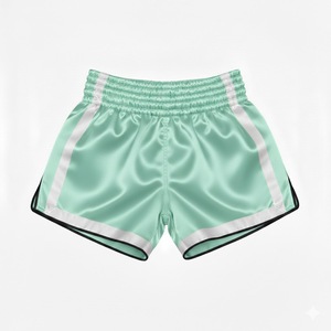 Traditional Style Satin Embroidered Fight <b>Short</b> For Muay Thai With Customizable Front Blank <b>Patch</b> For Authentic Muay Thai <b>Shorts</b> - Product Image 2