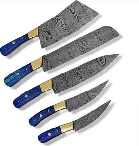 Couteaux de chef faits main de haute qualité, 5 pièces, motif Damas, avec manche personnalisé, multi-usages et écologiques - Product Image 6