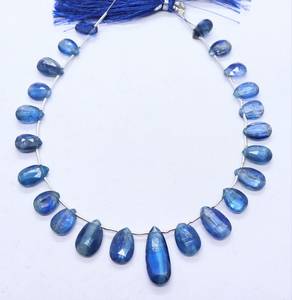 AAA Natural Blue Kyanite Faceted Pear Shape Beads Necklace 7x9 To 9x13 MM Kyanite <b>Gemstone</b> Beads 9 Inch Pear Shape Kyanite Beads - Product Image 2