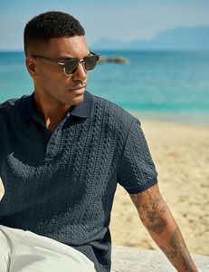 Camisa Polo Casual Aero Knit para Hombre, Texturizada, de Manga Corta, Elástica, para Golf, Vacaciones de Verano, Playa, con Cuello - Product Image 6
