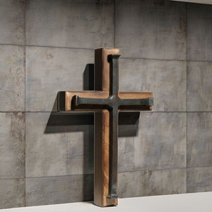 Croix chrétienne plaquée artisanale en fer forgé, décoration murale rustique moderne, cadeau religieux, sculpture spirituelle artisanale, Noël, Nouvel An - Product Image 2