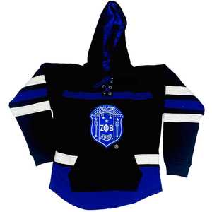 Sweat-shirt à capuche unisexe en coton premium Zeta Phi Beta Black Hockey avec broderie chenille, vêtement de sororité grecque - Product Image 1