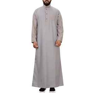 Jubbah Thobes Musulmanes Casuales y Elegantes de Arabia Saudita al por Mayor, Túnica Larga para Hombre con Diseño de Manga Larga, Poliéster Islámico, Largo hasta el Tobillo - Product Image 1