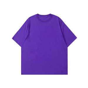 Camiseta de algodón para hombre, manga corta, cuello redondo, informal, de punto, color liso, oversize, estilo urbano, lavado ácido, transpirable - Product Image 1