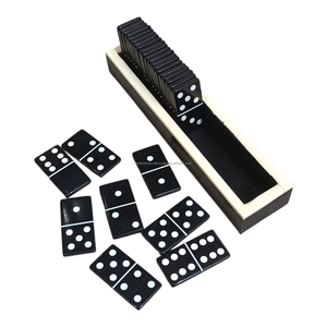 Jeu de dominos professionnel double six fait main, noir avec points blancs, qualité supérieure, avec cadeau inclus - Product Image 2
