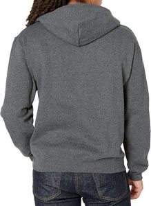 Sweat-shirt à capuche unisexe gris foncé en molleton, coupe classique, couleur unie, décontracté, avec poches, en coton tricoté, pour l'automne - Product Image 4