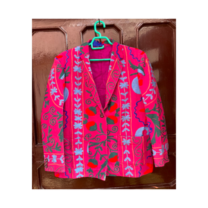 Blazer Suzani Premium con Bordado Colorido, Chaqueta Étnica para Mujer, Estilo Boutique de Moda - Product Image 1