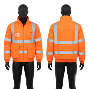 Veste de travail noire en sergé de coton polyester premium 300 GSM avec panneaux réfléchissants et logo personnalisé - Product Image 6