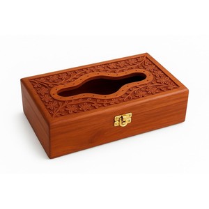 Porte-mouchoirs artisanal en bois de sheesham Aqdus Saleem avec motif floral chinois traditionnel |   Écologique, durable, vente en gros - Product Image 1